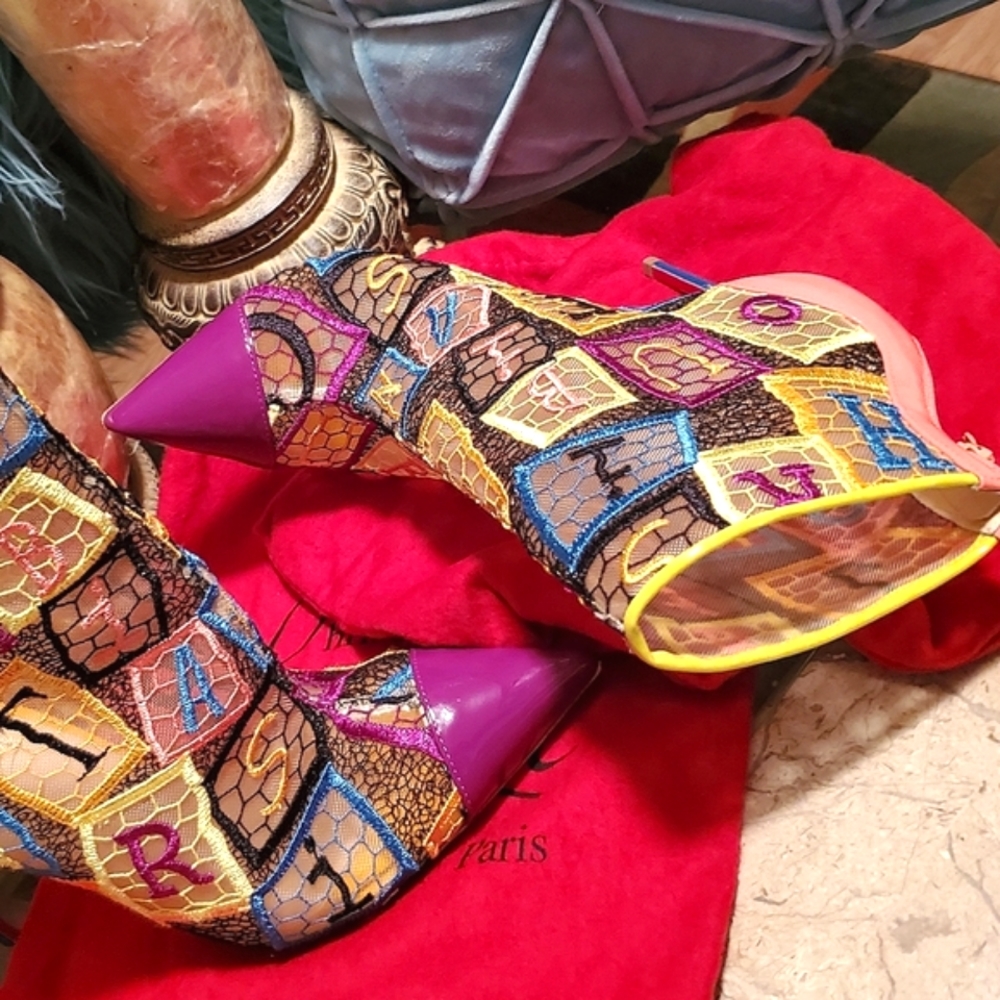 ✅️RARE⚜️Christian Louboutin 💜😻Gipsybootie SPC 100mm Stilettos - Picture 5 of 16